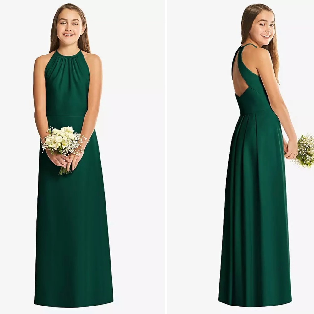 DESSY COLLECTION SOCIAL JUNIOR BRIDESMAID STYLE JR547 IN HUNTER GREEN